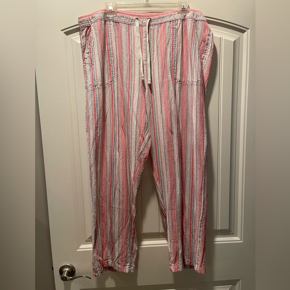 Dash Striped Pink and White Women's Pants - Picture 1 of 4
